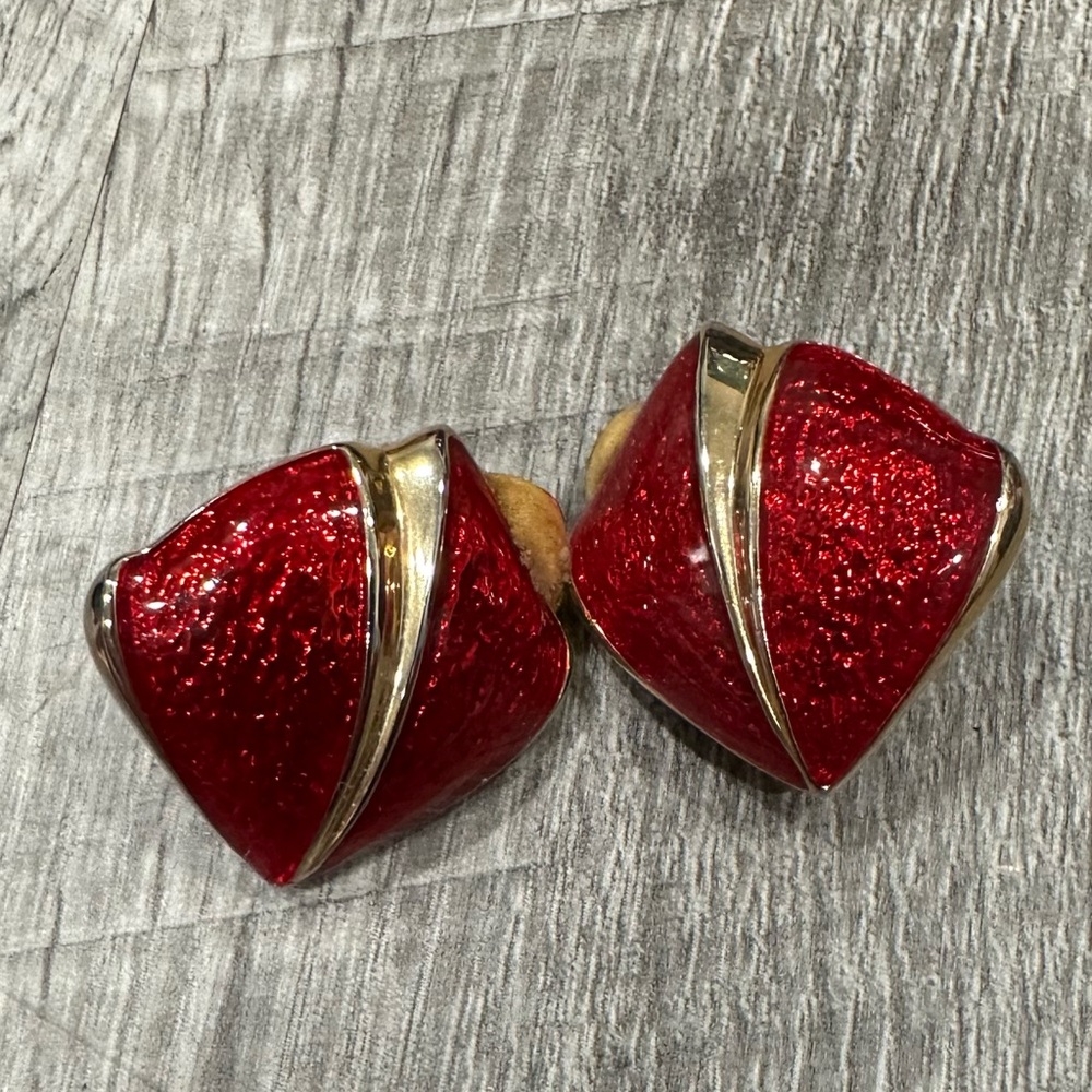 Chic Red and Gold Women's Earrings